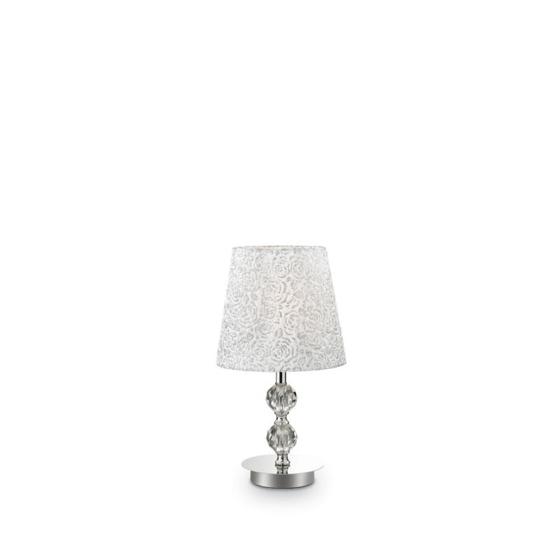 IdealLux-073439 - Le roy - Small White with Silver Pattern Fabric Table Lamp