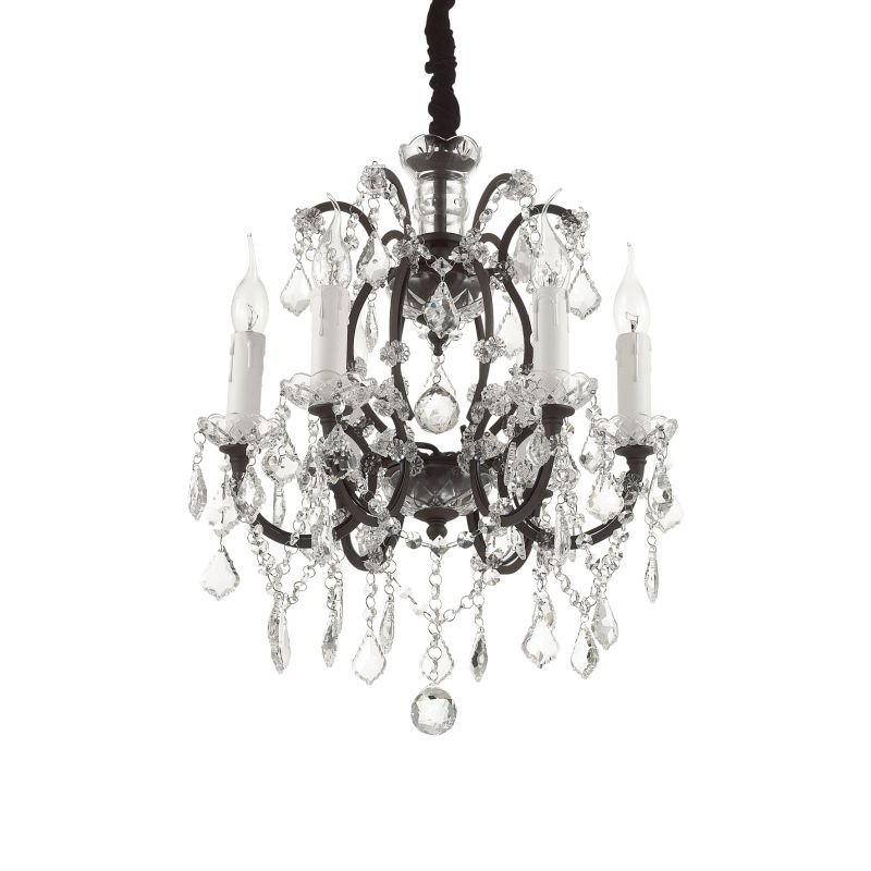 IdealLux-073729 - Liberty - Black with Crystal 6 Light Chandelier