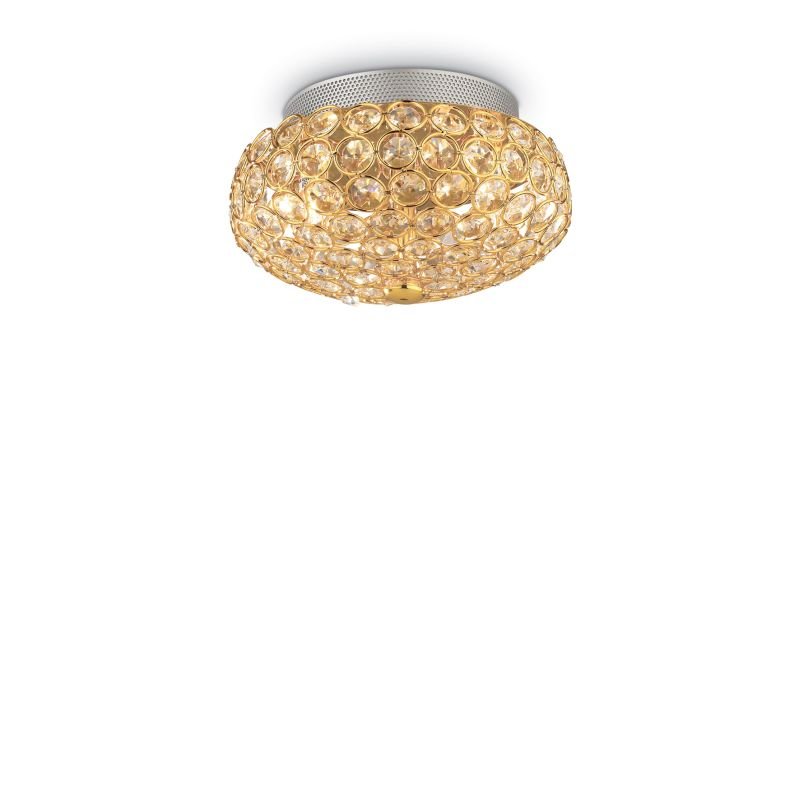 IdealLux-075402 - King - Crystal with Gold 3 Light Ceiling Lamp
