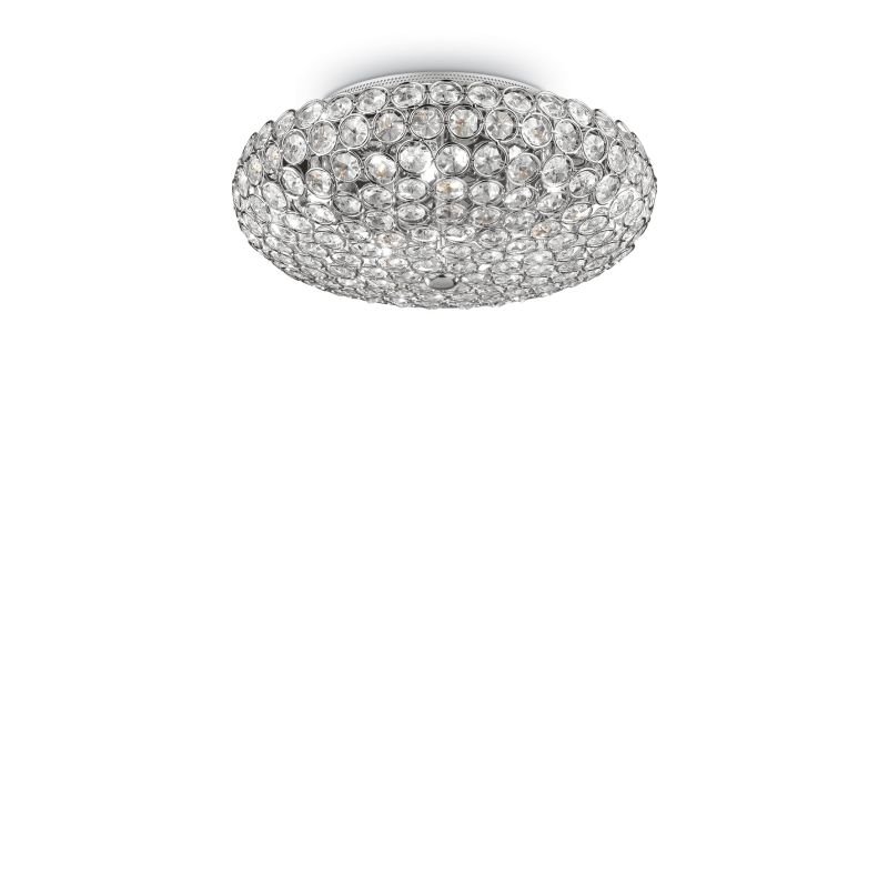 IdealLux-075419 - King - Crystal with Chrome 5 Light Ceiling Lamp