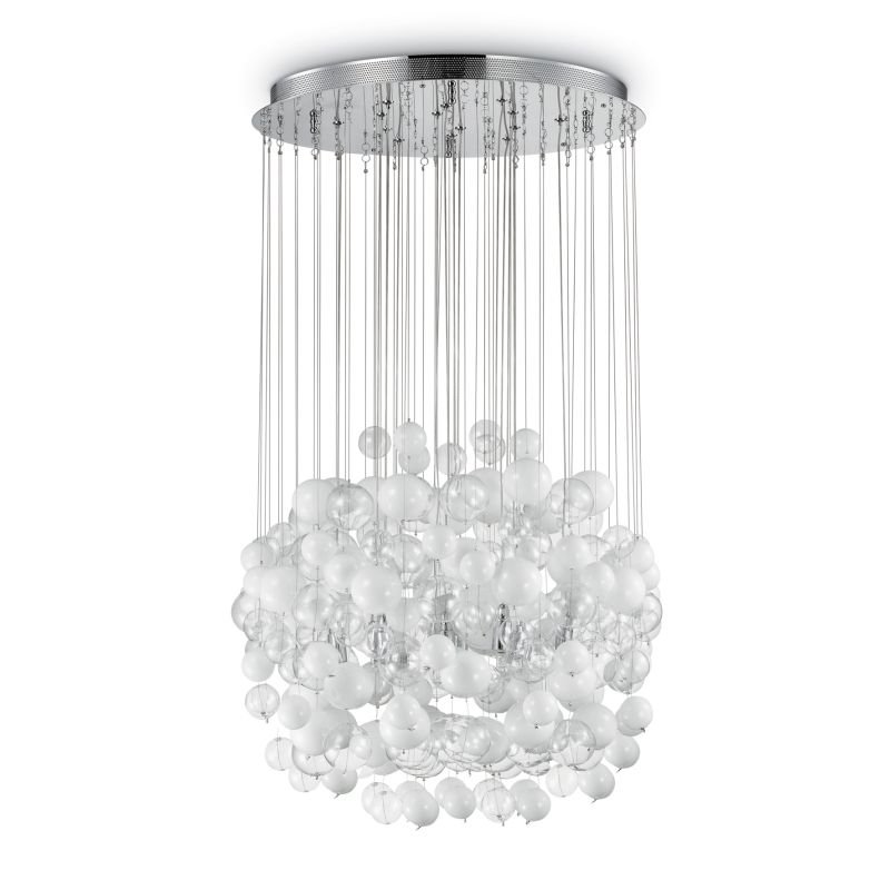 IdealLux-087924 - Bollicine - White and Clear Ball Crystal 14 Light Ceiling Lamp