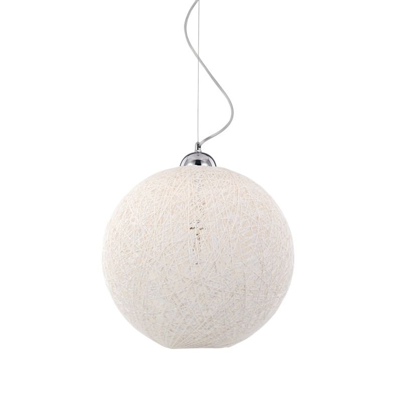 Ceiling Lights - Basket - White Fireproof Twine Single Hanging Pendant -Ø 40 IdealLux-096162 - Basket - White Fireproof Twine Single Hanging Pendant -Ø 40