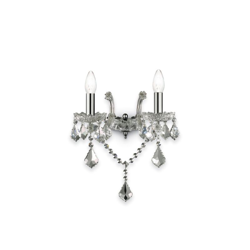 IdealLux-035642 - Florian - Crystal Chrome with Glass Twin Wall Lamp