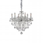 Florian - Chrome 6 Light Chandelier with Clear Glass & Crystal Florian - Chrome 6 Light Chandelier with Clear Glass & Crystal