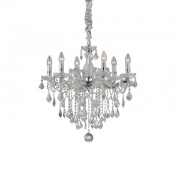 Florian - Chrome 6 Light Chandelier with Clear Glass & Crystal Florian - Chrome 6 Light Chandelier with Clear Glass & Crystal