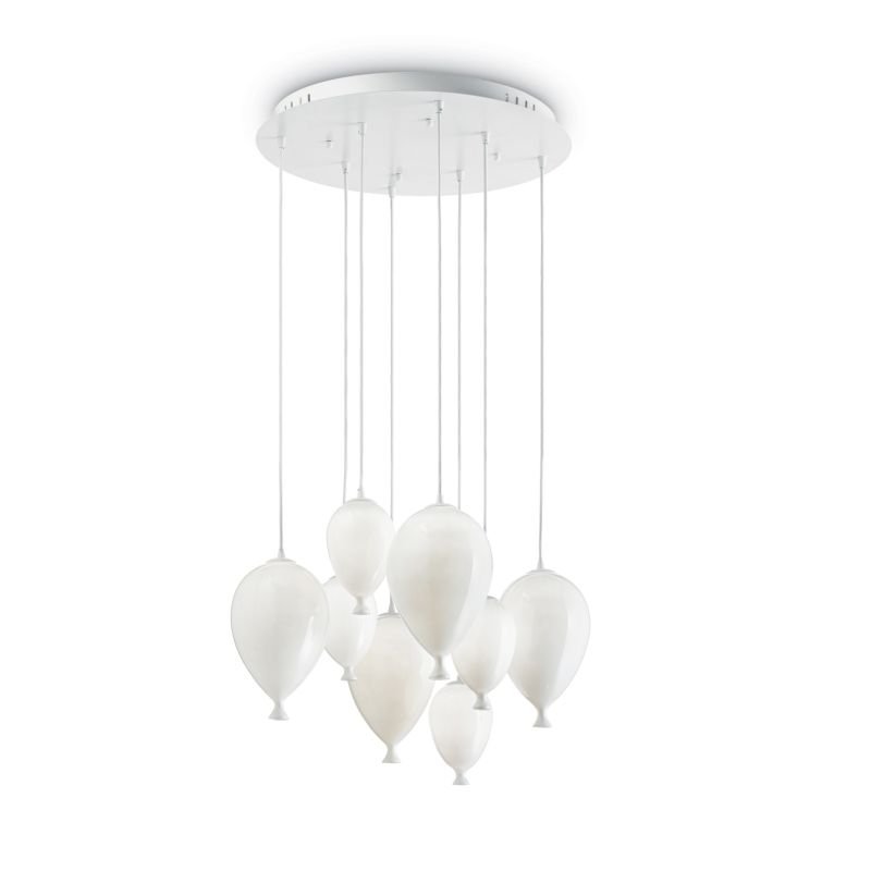 IdealLux-100883 - Clown - White Balloons Glass 8 Light Cluster Pendant