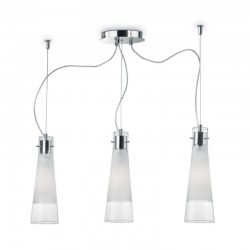 Kuky - Chrome 3 Light over Island Fitting with Clear & Frosted Cone Glass Kuky - Chrome 3 Light over Island Fitting with Clear & Frosted Cone Glass
