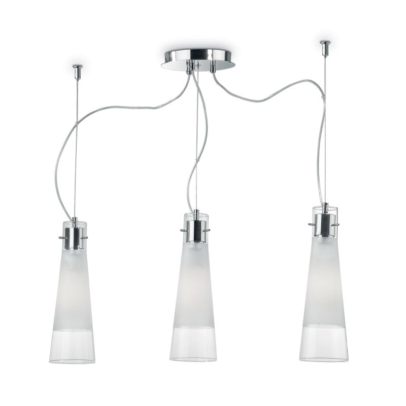 IdealLux-033952 - Kuky - Transparent and Milky Cone Glass 3 Light Pendant