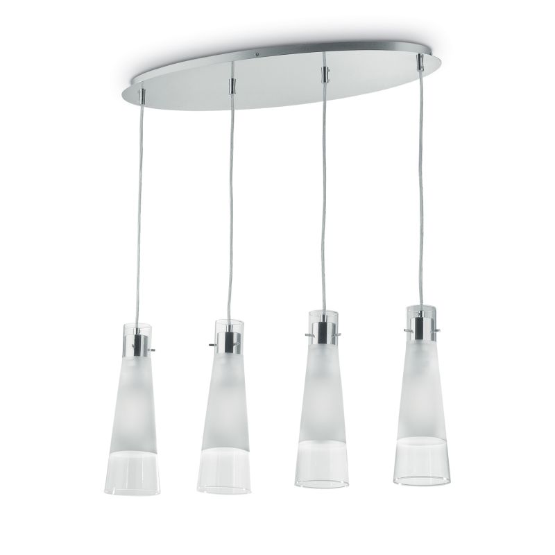 IdealLux-023038 - Kuky - Transparent and Milky Cone Glass 4 Light over Island Fitting