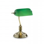 Lawyer - Antique Brass Banker Desk Lamp with Green Glass Lawyer - Antique Brass Banker Desk Lamp with Green Glass