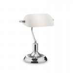 Lawyer - Chrome Banker Desk Lamp with White Glass Lawyer - Chrome Banker Desk Lamp with White Glass