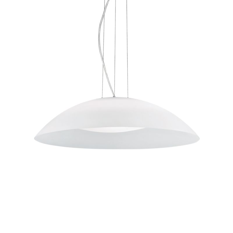 IdealLux-035727 - Lena - Small White Double Frosted Glass Diffuser 3 Light Pendant