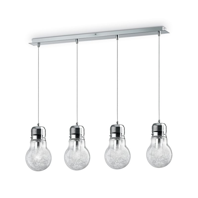 Kitchen Lights - Luce Max - Clear Glass with Aluminum Thread 4 Light over Island Fitting IdealLux-047799 - Luce Max - Clear Glass with Aluminum Thread 4 Light over Island Fitting