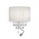 Opera - Chrome Mother & Child Wall Lamp with White Organza & Crystal  Opera - Chrome Mother & Child Wall Lamp with White Organza & Crystal