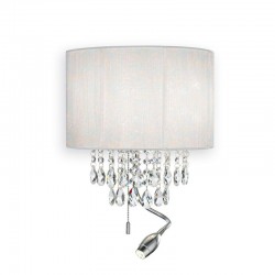 Opera - Chrome Mother & Child Wall Lamp with White Organza & Crystal  Opera - Chrome Mother & Child Wall Lamp with White Organza & Crystal