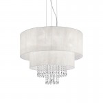 Opera - Chrome 6 Light Pendant with White Organza & Crystal  Opera - Chrome 6 Light Pendant with White Organza & Crystal