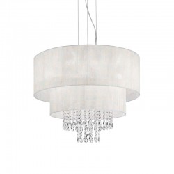 Opera - Chrome 6 Light Pendant with White Organza & Crystal 
