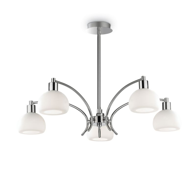 Ceiling Lights - Tokyo - White Glass with Chrome 5 Light Central Fitting IdealLux-068459 - Tokyo - White Glass with Chrome 5 Light Central Fitting