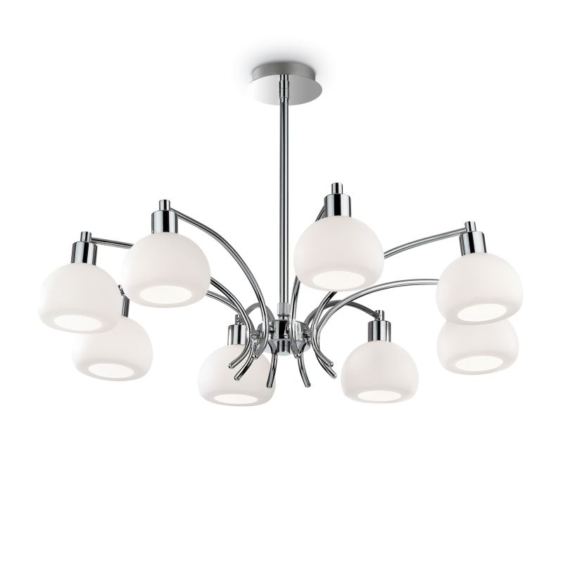 Ceiling Lights - Tokyo - White Glass with Chrome 8 Light Central Fitting IdealLux-068466 - Tokyo - White Glass with Chrome 8 Light Central Fitting