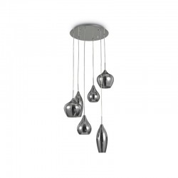 Soft - Chrome 6 Light Cluster Pendant with Smoked Mirrored Glass Soft - Chrome 6 Light Cluster Pendant with Smoked Mirrored Glass