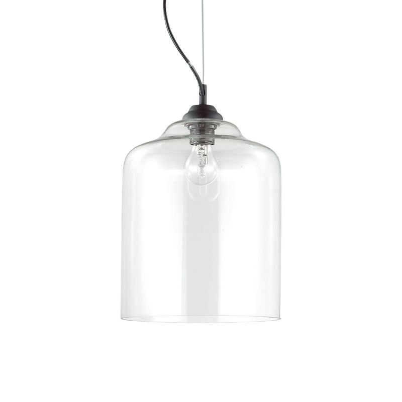 IdealLux-112305 - Bistro - Square Clear Glass Single Hanging Pendant