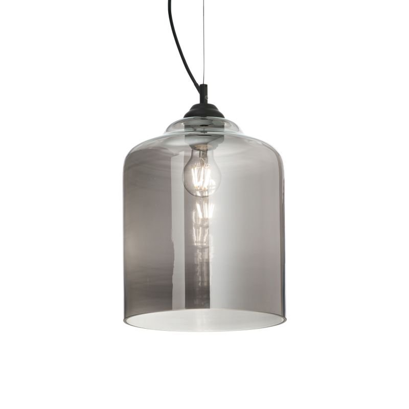 IdealLux-112312 - Bistro - Square Smoky Glass Single Hanging Pendant
