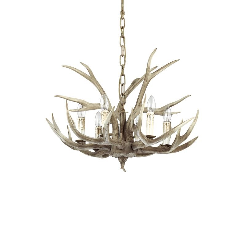 Ceiling Lights - Chalet - Handmade Reproduction of Horns 6 Light Central Fitting IdealLux-115498 - Chalet - Handmade Reproduction of Horns 6 Light Central Fitting