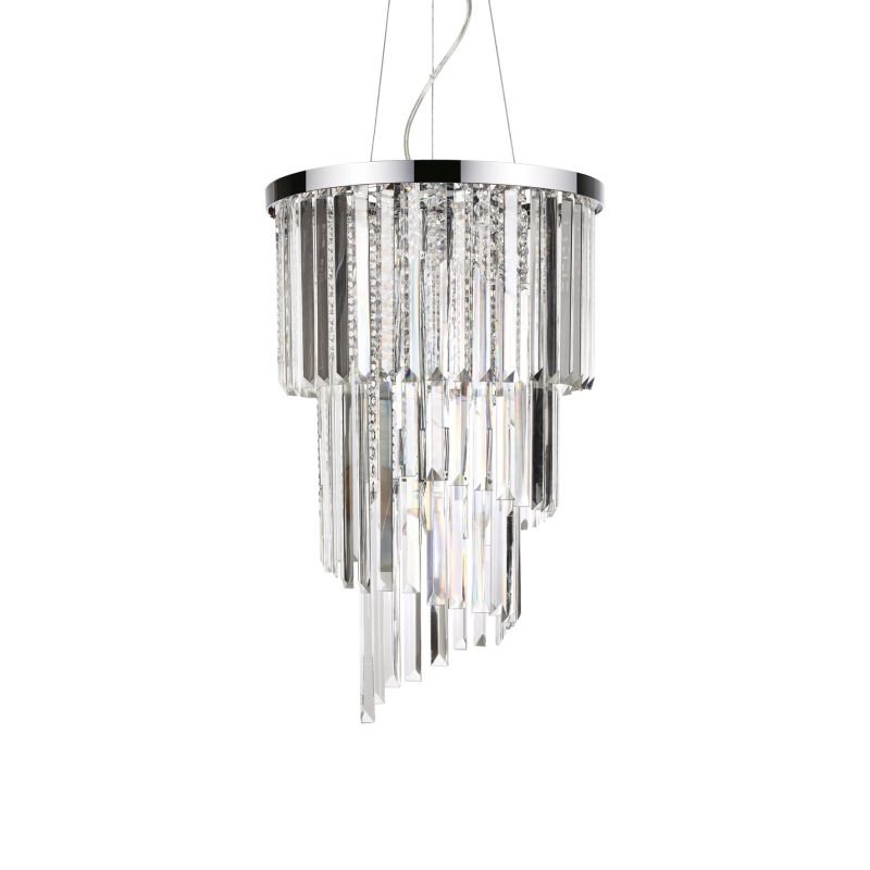 IdealLux-117737 - Carlton - Crystal with Chrome 8 Light Chandelier