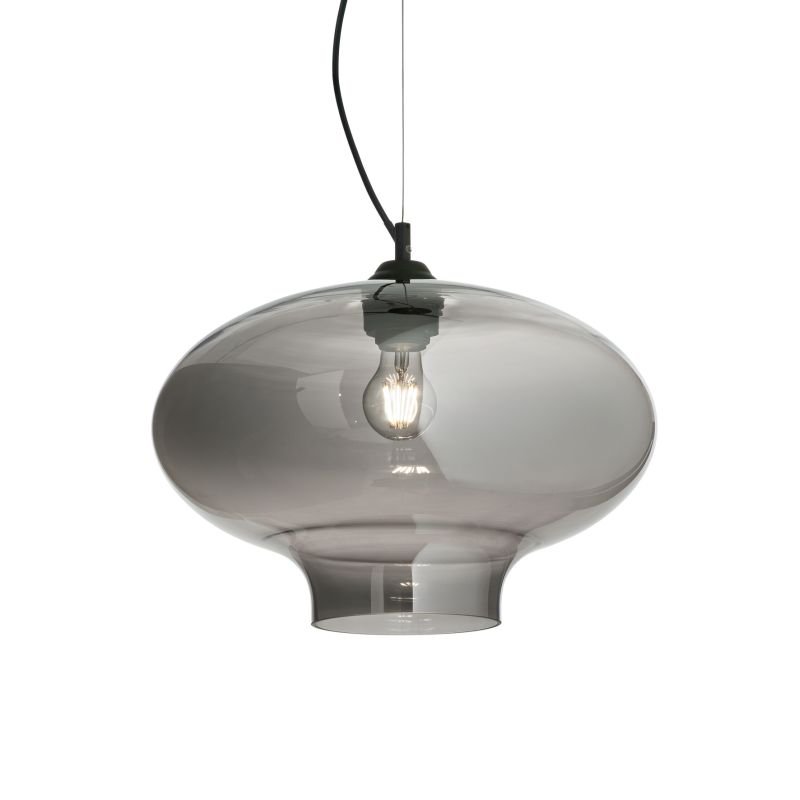 IdealLux-120904 - Bistro - Round Smoky Glass Single Hanging Pendant