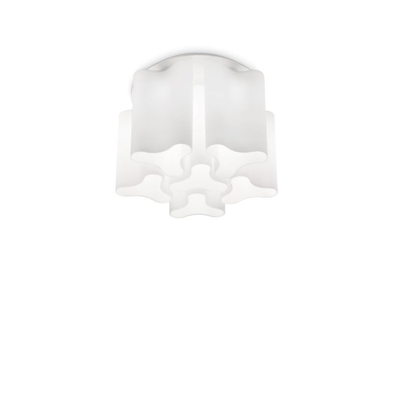 IdealLux-125503 - Compo - White Decorative Glass 6 Light Ceiling Lamp