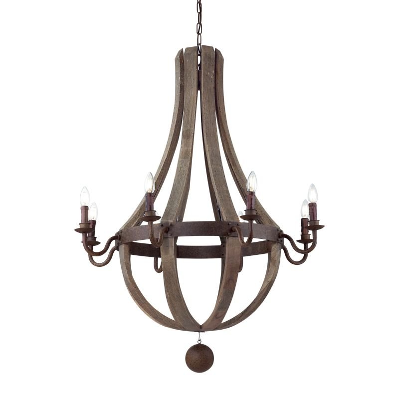 IdealLux-129709 - Millennium - Natural Wood with Antique 8 Light Central Fitting