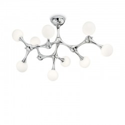 Nodino - Chrome 9 Light Ceiling Lamp with White Glass Nodino - Chrome 9 Light Ceiling Lamp with White Glass