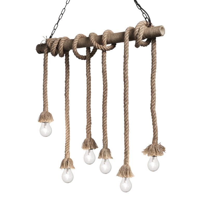 IdealLux-134826 - Canapa - Natural Hemp Rope 6 Light over Island Fitting