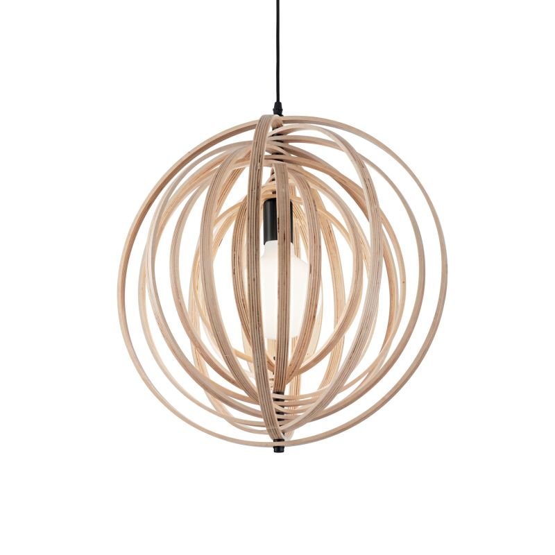 IdealLux-138275 - Disco - Wood Rotating Circular Single Hanging Pendant