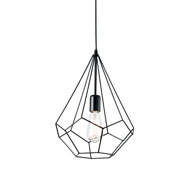 IdealLux-148175 - Ampolla - Black Metal Cage Single Hanging Pendant