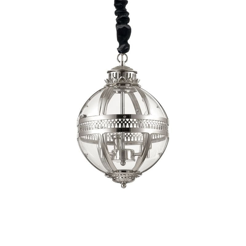 Ceiling Lights - World - Big Clear Globe 3 Light Lantern Pendant IdealLux-156323 - World - Big Clear Globe 3 Light Lantern Pendant