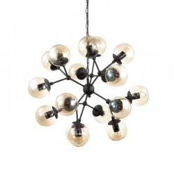 Kepler - Black 18 Light Centre Fitting with Amber Glass Kepler - Black 18 Light Centre Fitting with Amber Glass