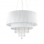 Opera - Chrome 10 Light Pendant with White Organza & Crystal Opera - Chrome 10 Light Pendant with White Organza & Crystal