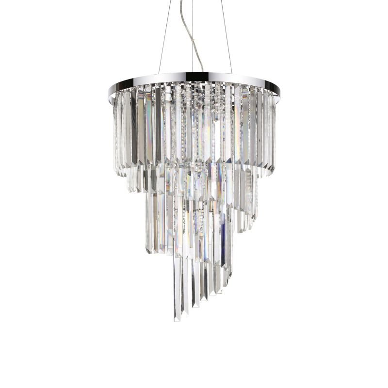 IdealLux-166247 - Carlton - Crystal with Chrome 12 Light Chandelier