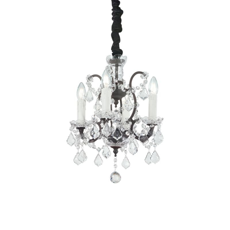 IdealLux-166544 - Liberty - Rusty with Crystal 4 Light Hanging Pendant
