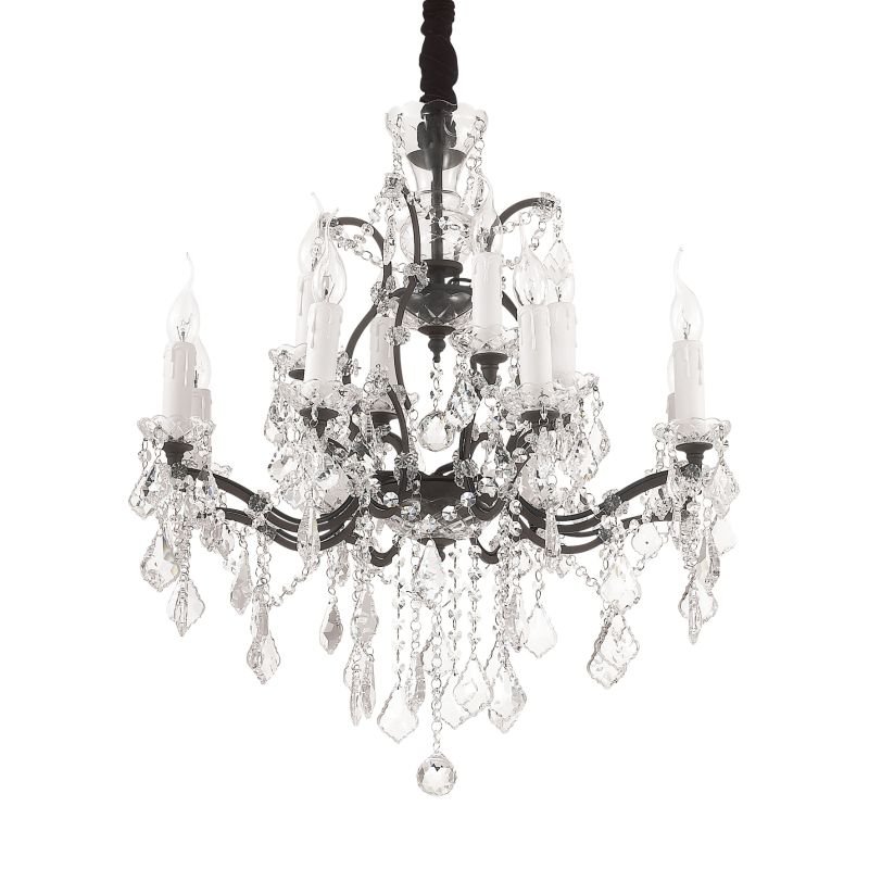 IdealLux-166551 - Liberty - Rusty with Crystal 12 Light Chandelier