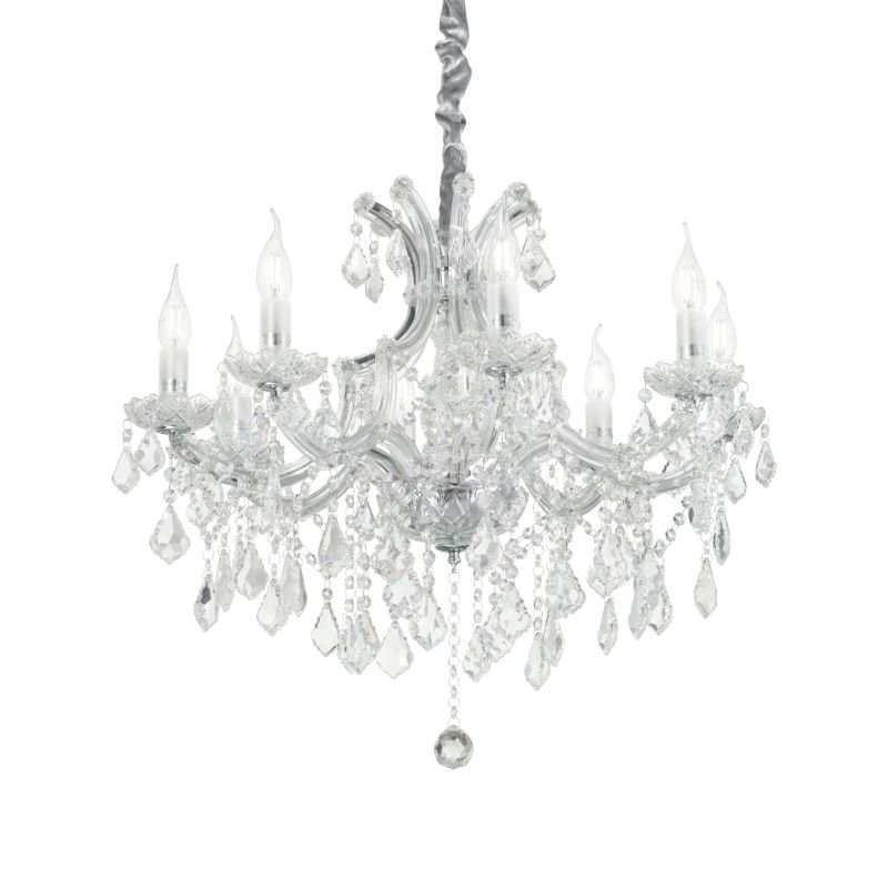 IdealLux-167244 - Napoleon - Crystal and Glass with Chrome 8 Light Chandelier