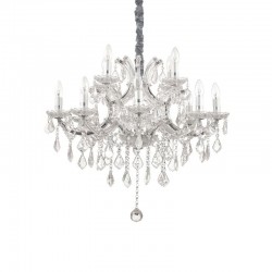 Napoleon - Chrome 12 Light Chandelier with Clear Glass & Crystal Napoleon - Chrome 12 Light Chandelier with Clear Glass & Crystal