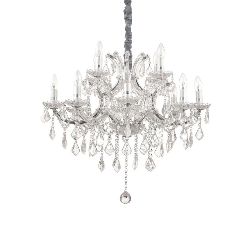 IdealLux-167251 - Napoleon - Crystal and Glass with Chrome 12 Light Chandelier
