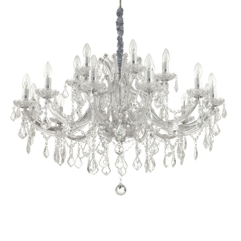 IdealLux-167268 - Napoleon - Crystal and Glass with Chrome 18 Light Chandelier