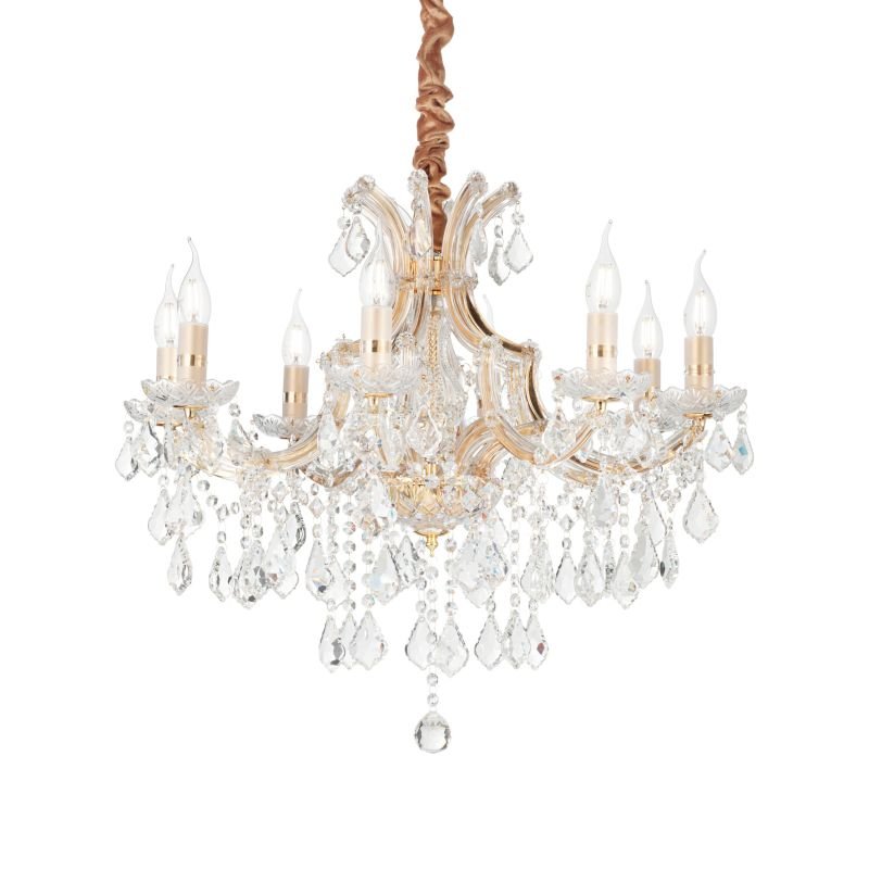 IdealLux-167398 - Napoleon - Crystal and Glass with Gold 8 Light Chandelier
