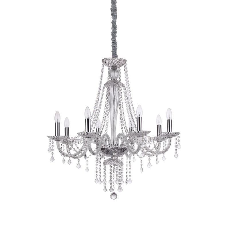 IdealLux-168777 - Amadeus - Transparent Glass with Crystal 8 Light Chandelier