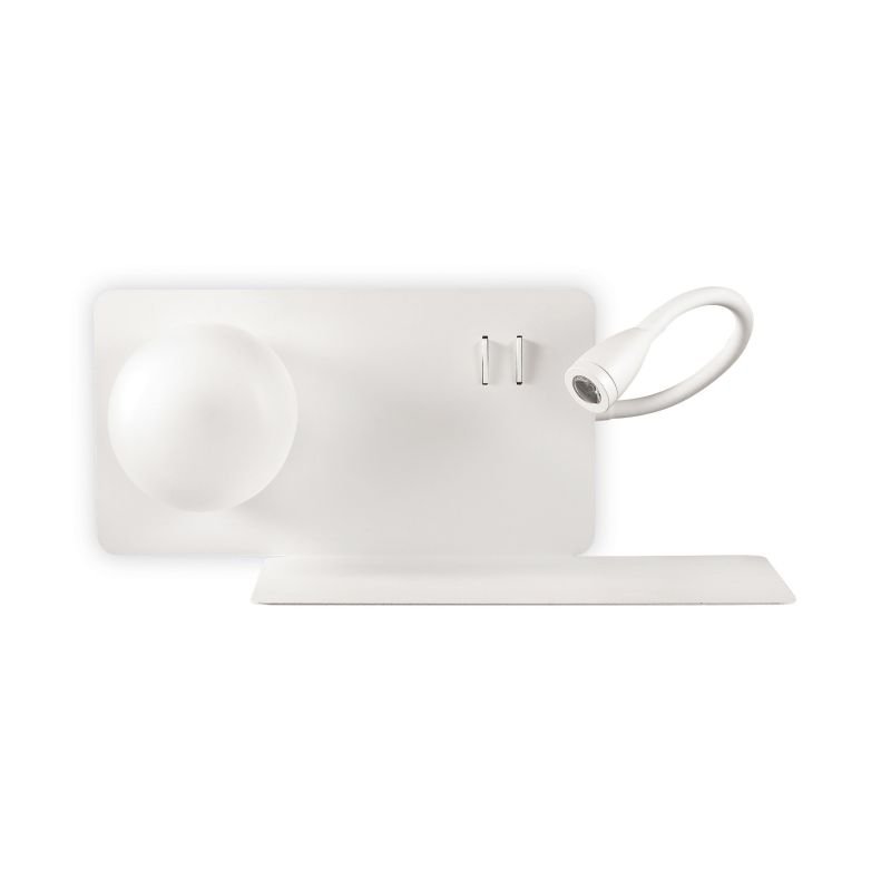 IdealLux-174822 - Book - White Wall Lamp with USB socket - Right side shelf