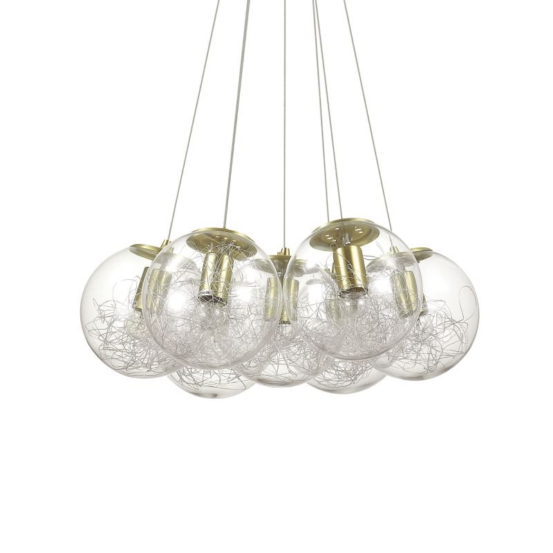 IdealLux-176000 - Mapa Sat - Glass and Brass Globe with Thread 7 Light Pendant