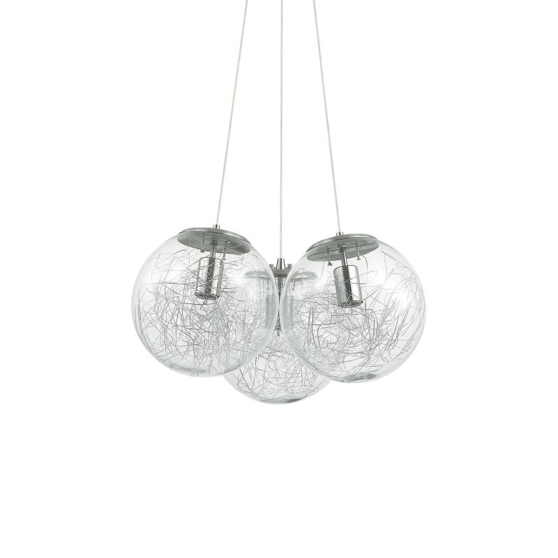 IdealLux-176031 - Mapa sat - Glass and Nickel Globe with Thread 3 Light Pendant